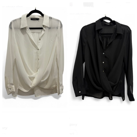 Bundle of 2 Doe & Rae Women's Blouses - Black and Cream size small - Picture 1 of 3